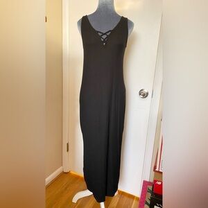 NWT Michael Stars Black Ribbed Midi Dress Size Small